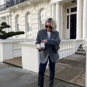 NWT H&M oversized Gray Women's Blazer Jacket Size M